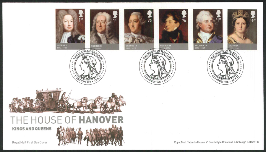 2011 The House of Hanover Royal Mail First Day Cover - House of Hanover London W8 Postmark - Click Image to Close