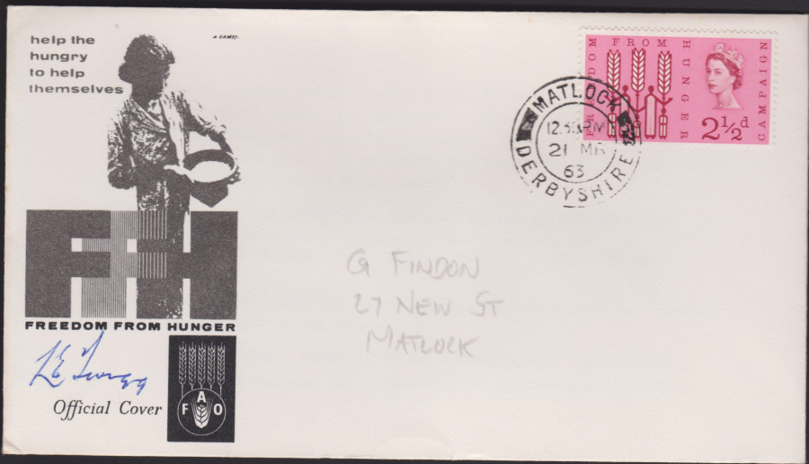 1963 -Freedom From Hunger First Day Cover - Matlock C D S Postmark - Click Image to Close