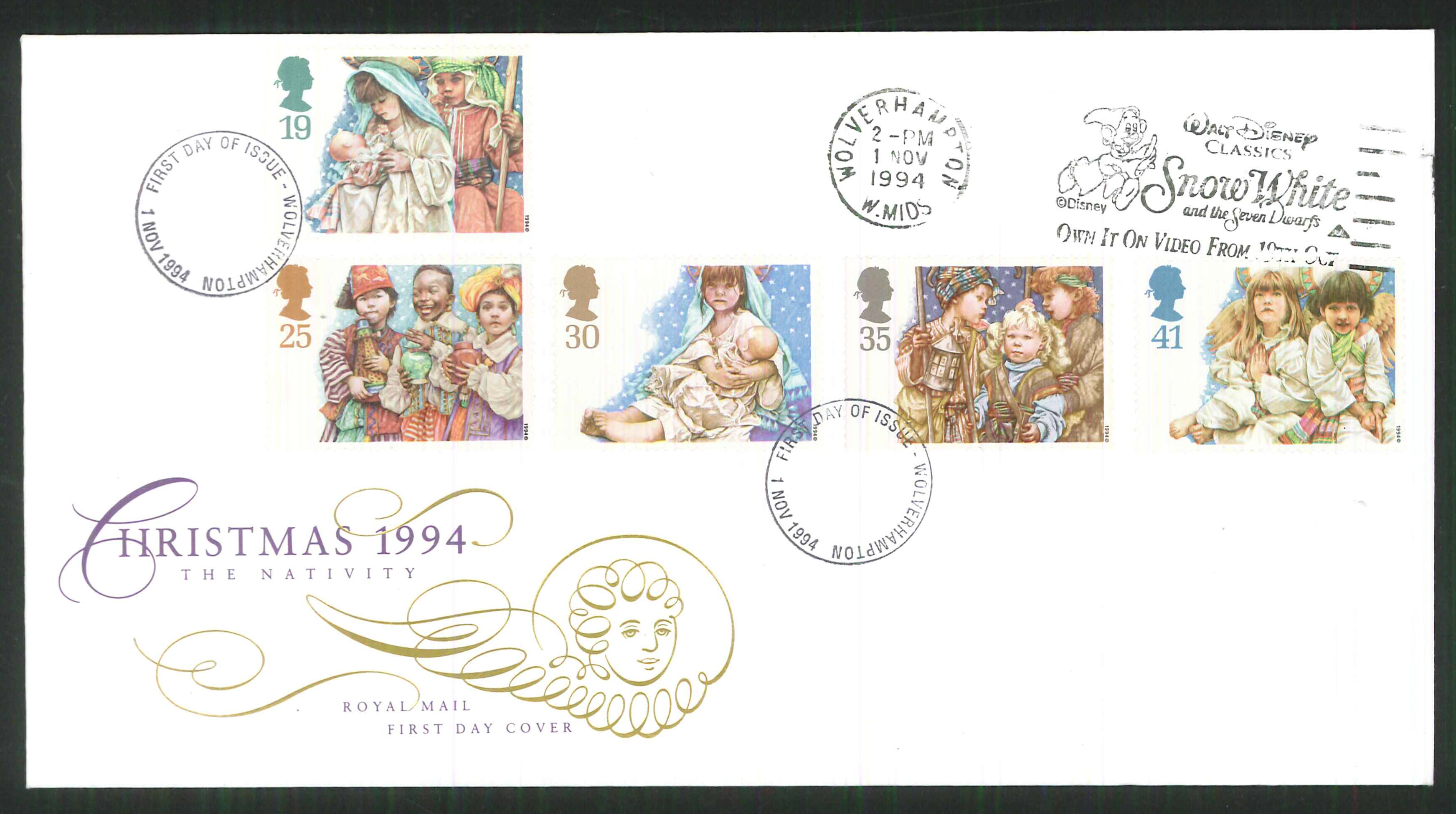 1994 - Christmas First Day Cover - Disney Slogan Postmark