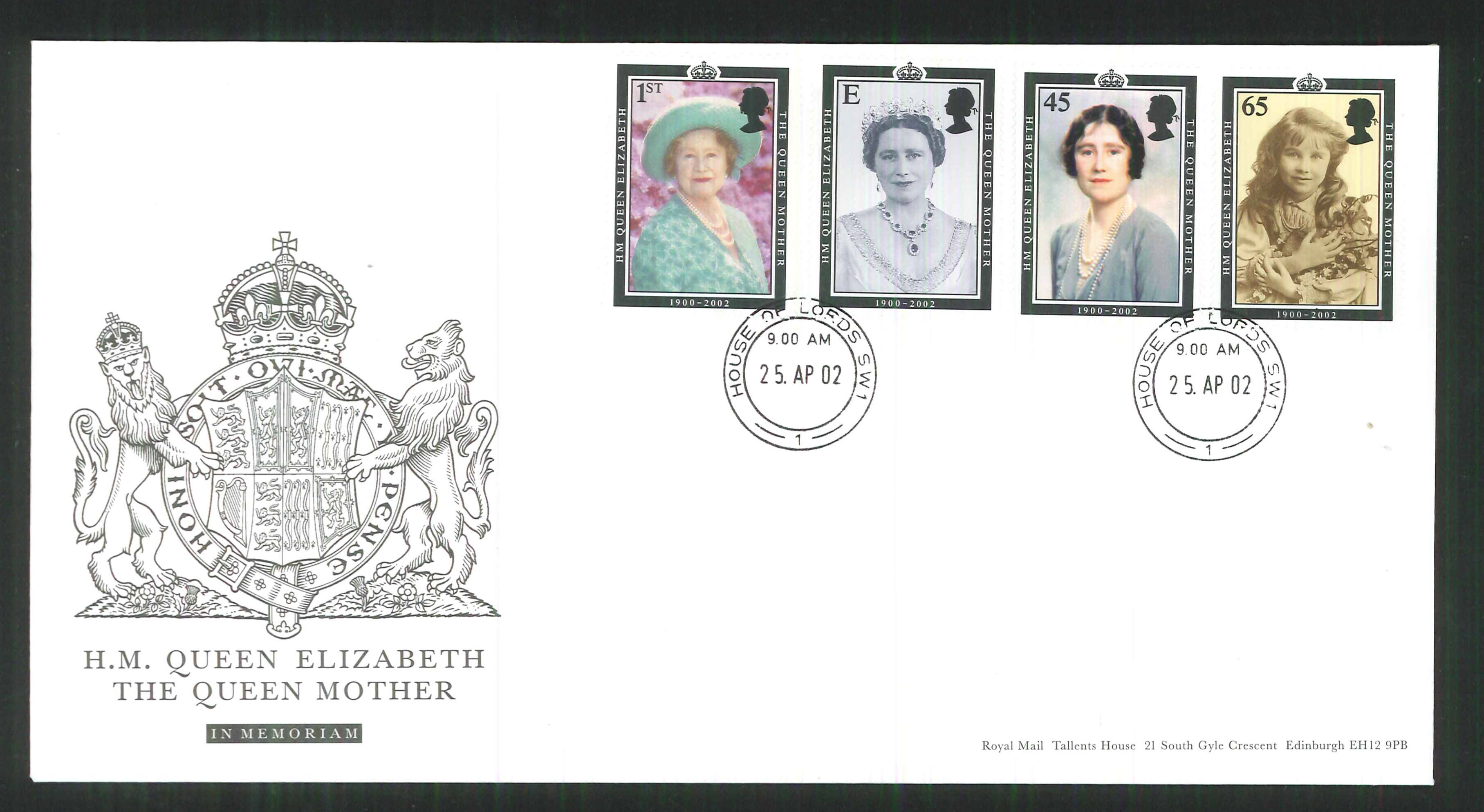 2002 -The Queen Mother House of Lords C D S Postmark