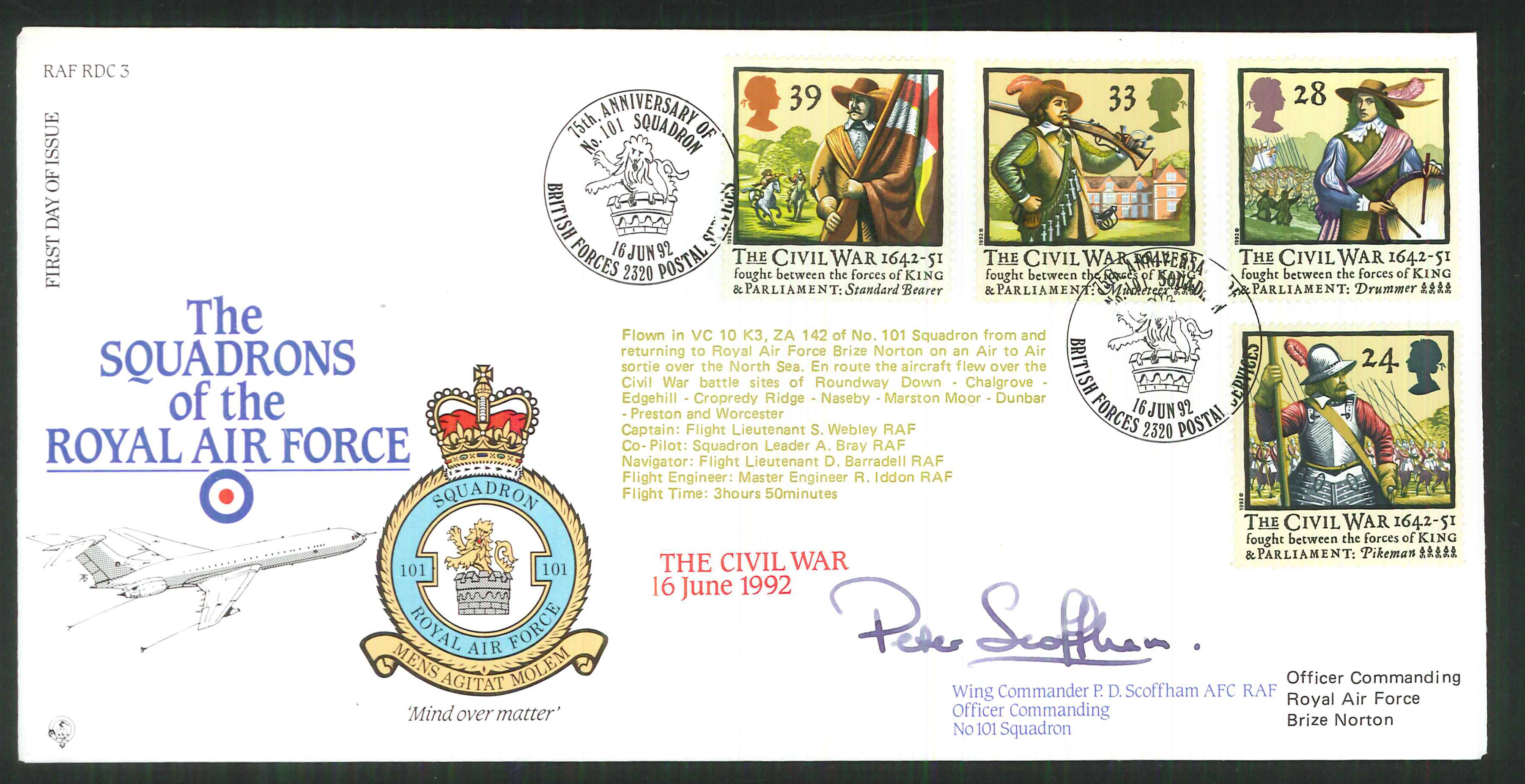 1992 - R A F Signed Civil War First Day Cover - British Forces Postmark
