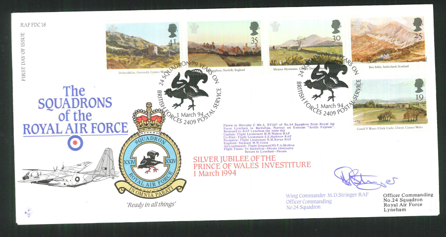 1994 - R A F Signed Prince of Wales First Day Cover - British Forces Postmark