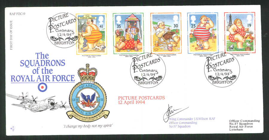 1994 - R A F Signed Picture Postcards First Day Cover - British Forces Postmark - Click Image to Close