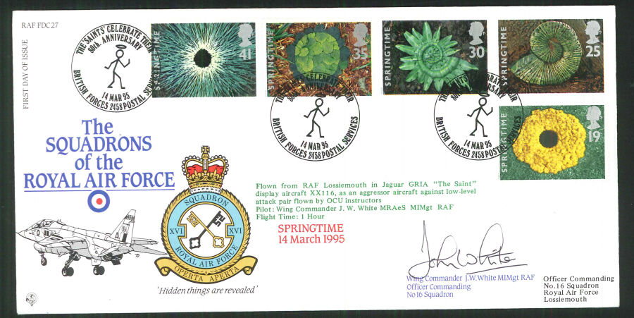 1995 - R A F Signed Springtime First Day Cover - British Forces Postmark