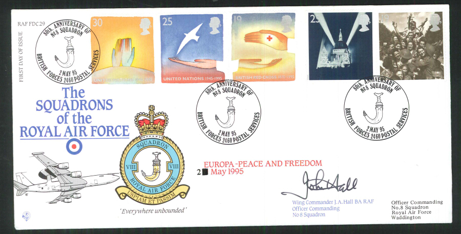 1995 - R A F Signed Europa Peace First Day Cover - British Forces Postmark - Click Image to Close
