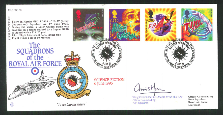 1995 - R A F Signed Science Fiction First Day Cover - British Forces Postmark