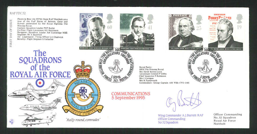 1995 - R A F Signed Communications First Day Cover - British Forces Postmark - Click Image to Close