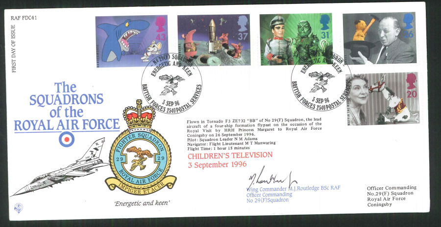 1996 - R A F Signed Children's Television First Day Cover - British Forces Postmark - Click Image to Close