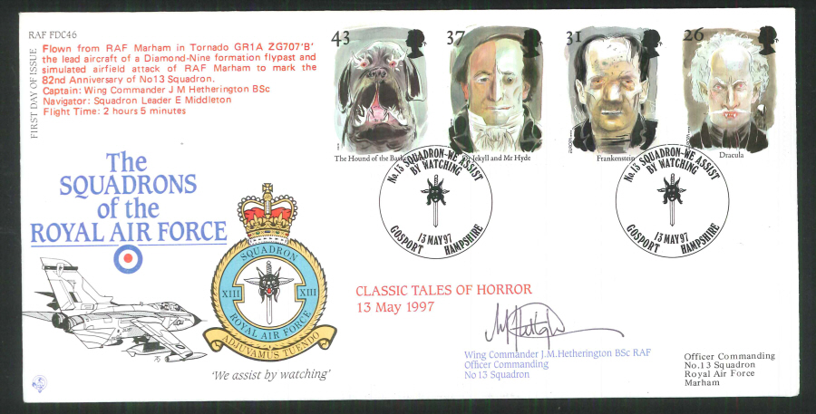 1997 - R A F Signed Tales of Horror First Day Cover - British Forces Postmark