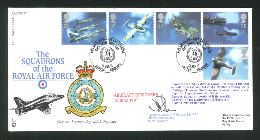 1997 - R A F Signed Aircraft Designers First Day Cover - British Forces Postmark - Click Image to Close