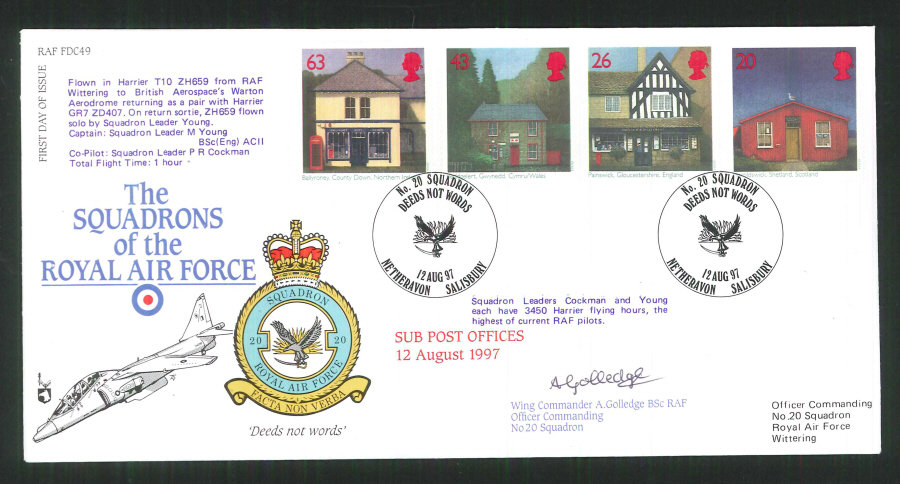 1997 - R A F Signed Sub Post Offices First Day Cover - British Forces Postmark - Click Image to Close