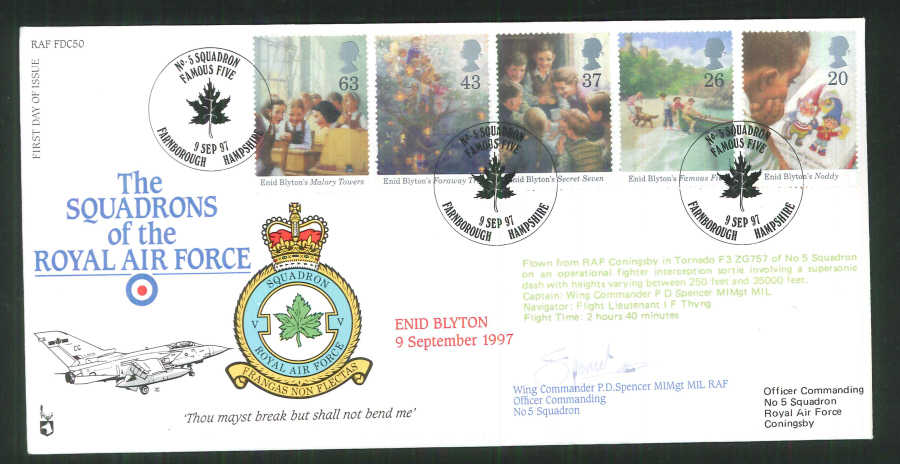 1997 - R A F Signed Enid Blyton First Day Cover - British Forces Postmark - Click Image to Close