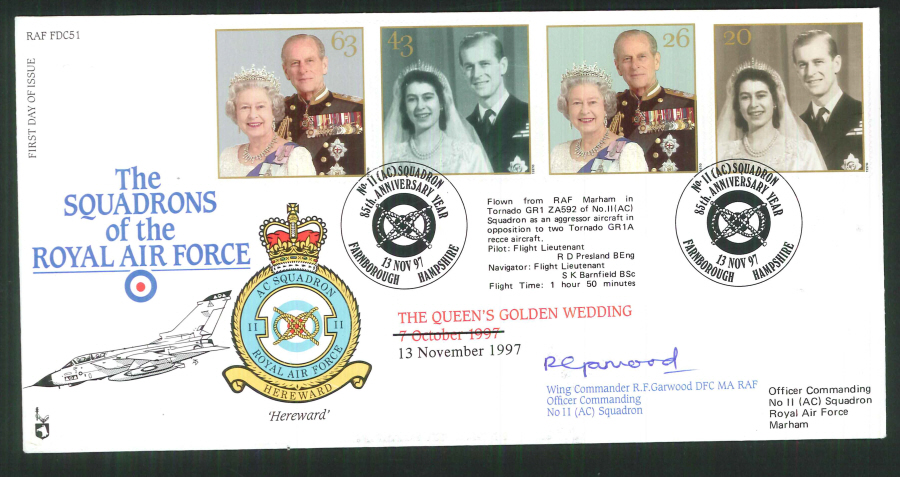 1997 - R A F Signed Queen's Golden Wedding First Day Cover - British Forces Postmark - Click Image to Close