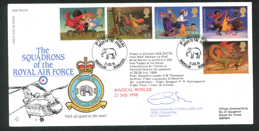 1998 - R A F Signed Magical Worlds First Day Cover - British Forces Postmark