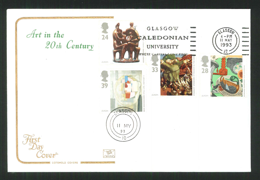 1992 - Cotswold Slogan Art in the 20th Century Glasgow University First Day Cover - Postmark