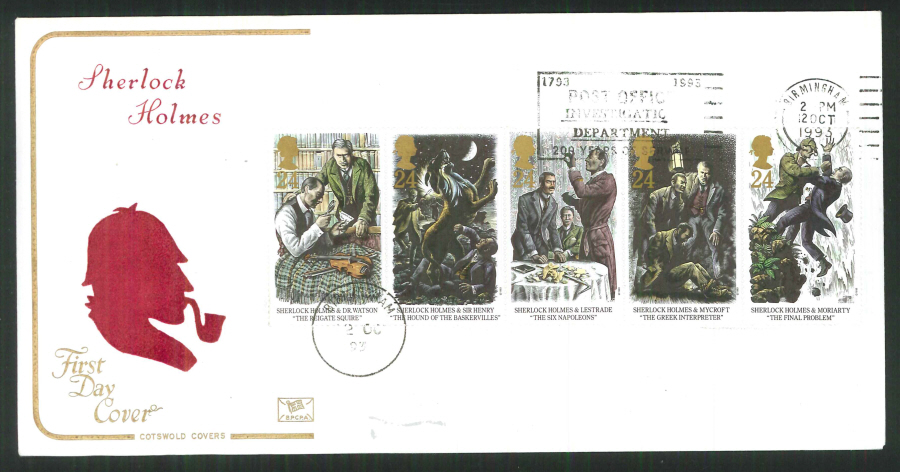 1992 - Cotswold Slogan FDC Sherlock Holmes First Day Cover - Slogann P O Investigates - Click Image to Close