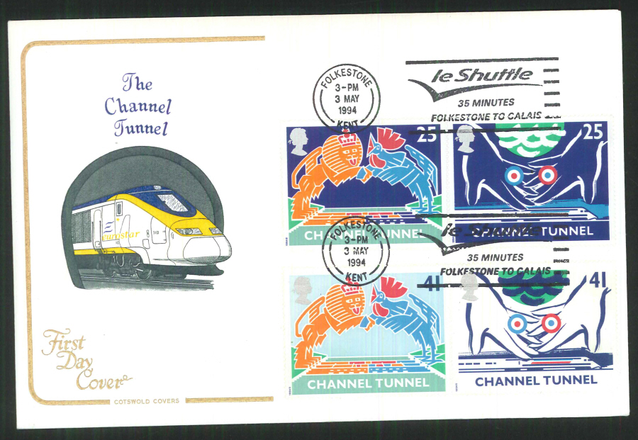 1994 - Channel Tunnel Cotswold Slogan FDC - le Shuttle Postmark