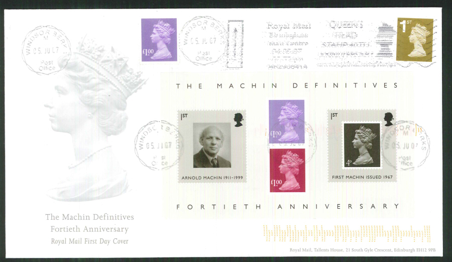 2007 - Machin Mini Sheet First Day Cover - Queens Head Stamps Slogan Postmark - Click Image to Close