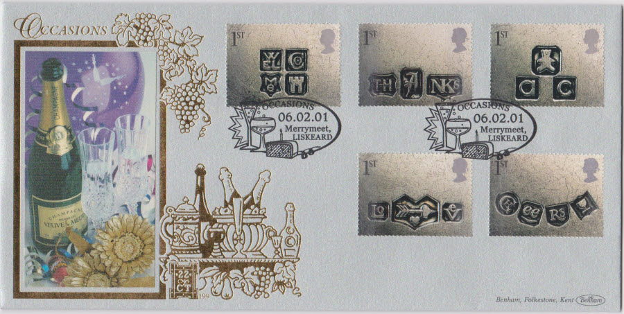 2001 -Occasions FDC Benham 22ct Gold 500 Merrymeet, Liskeard Postmark - Click Image to Close