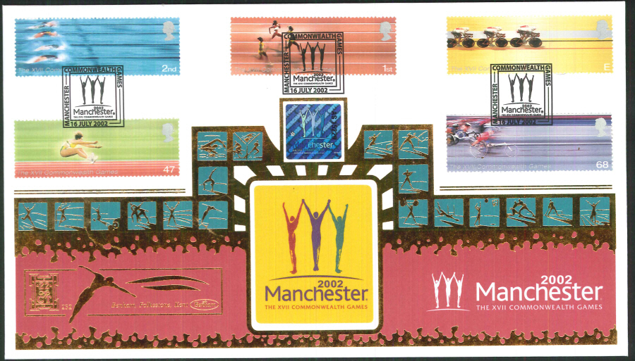 2002 -Commonwealth Games FDC Benham 22ct Gold 500 Manchester Postmark