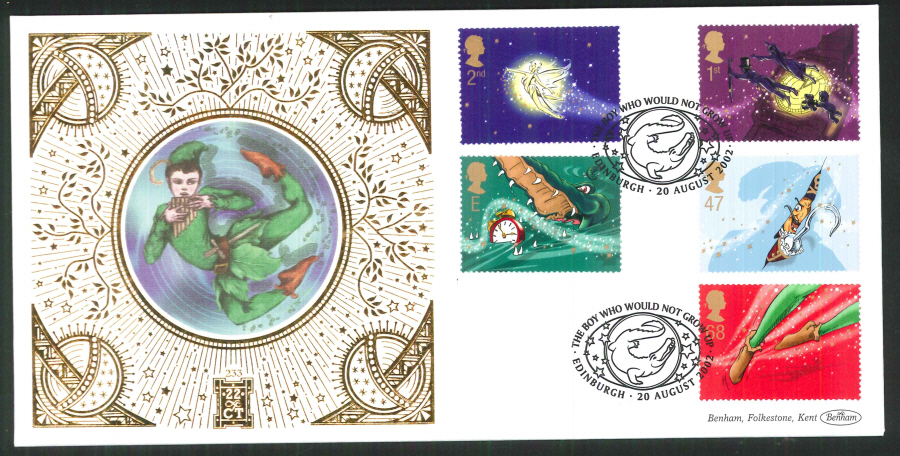 2002 -Peter Pan FDC Benham 22ct Gold 500 Edinburgh Postmark