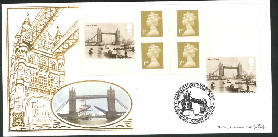 2002 -London Bridges Retail Book FDC Benham 22ct Gold 500 Guildhall London Postmark