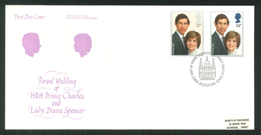 1981 - Royal Wedding Charity Appeals First Day Cover - F D I London EC Postmark - Click Image to Close