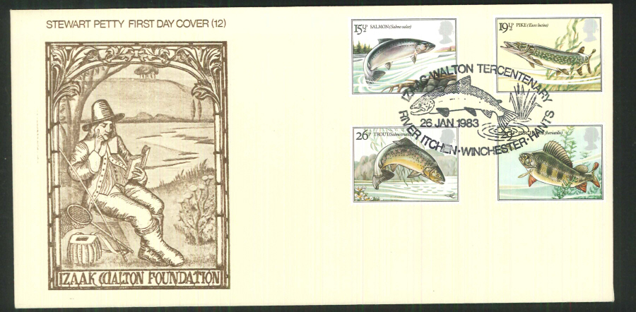 1983 - Freshwater Fish Charity Appeals First Day Cover - Izaak Walton Foundation, Winchester Postmark - Click Image to Close
