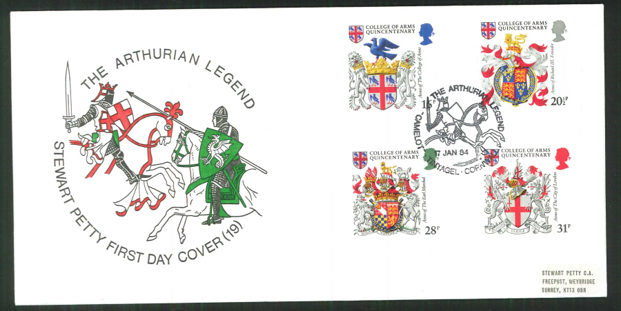 1984 - Arthur Legends Stewart Petty FDC - Camelot Tintagel,Cornwall Postmark - Click Image to Close