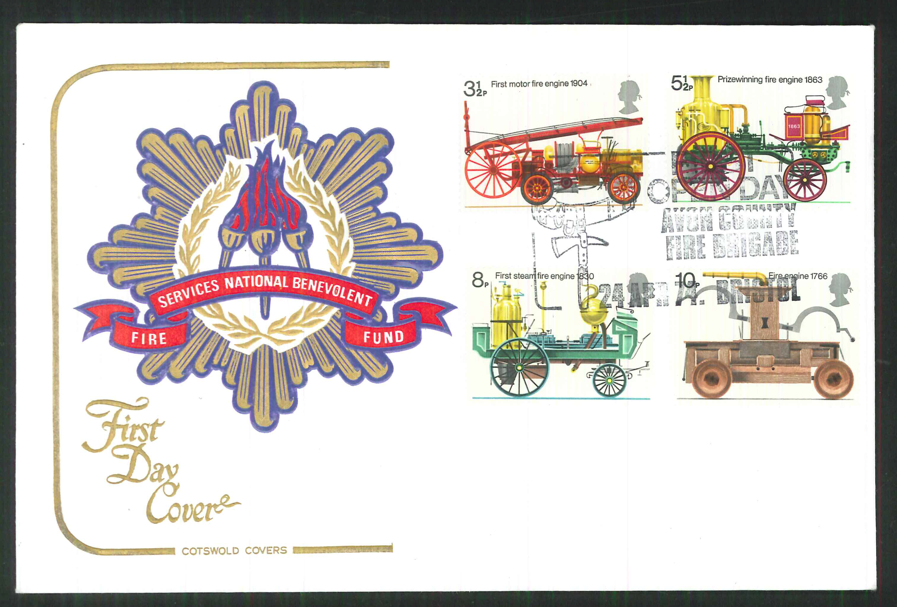 1974 -Cotswold FDC Fire Service Avon County Postmark