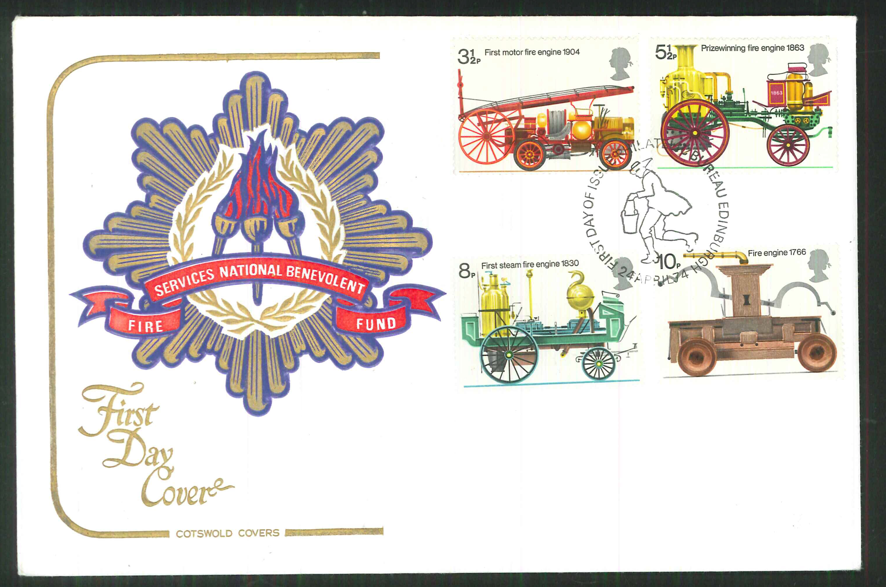 1974 -Cotswold FDC Fire Service Philatelic Bureau Postmark - Click Image to Close