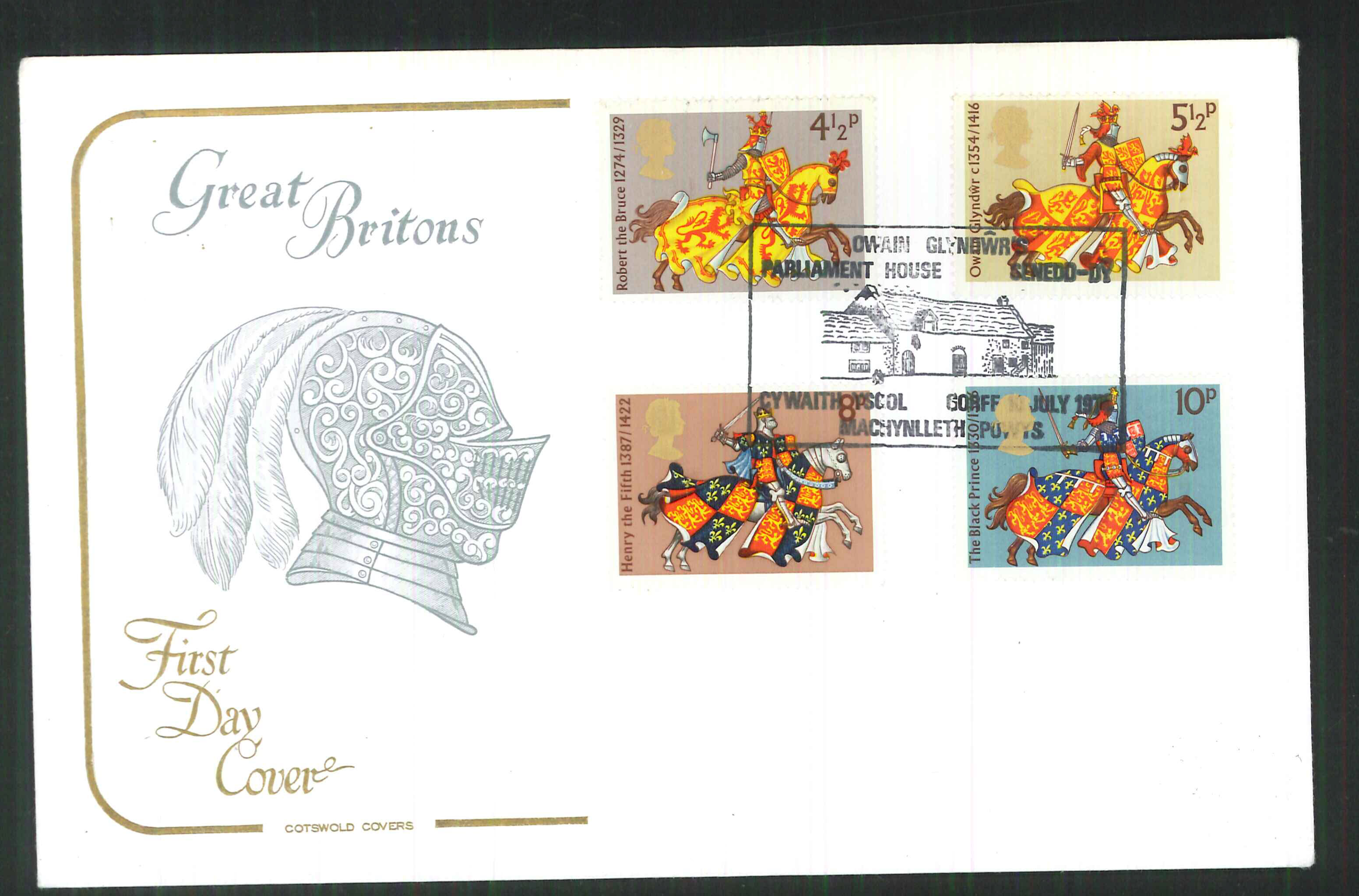 1974 -Cotswold FDC Great Britons Machynilleth Powys Postmark
