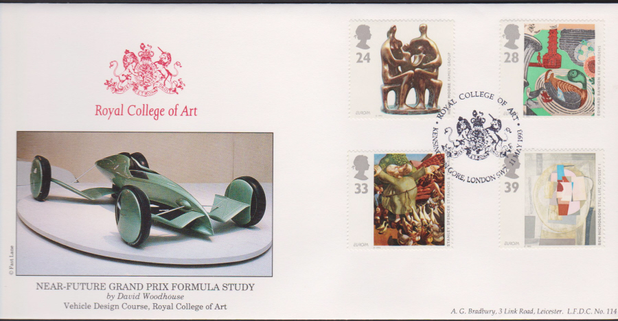 1993 - Bradbury Art in the 20th Century First Day Cover Royal College of Art London - Postmark - Click Image to Close