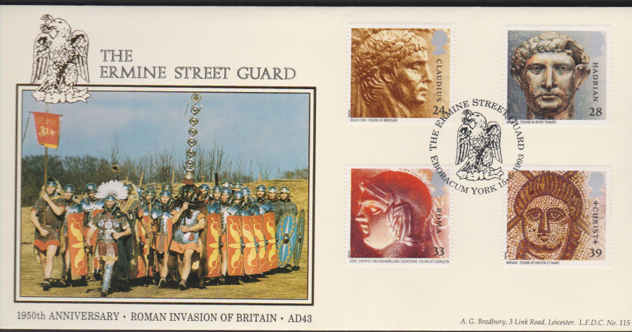 1993 - Bradbury Roman Britain First Day Cover -Ermine Street Guard,York Postmark - Click Image to Close