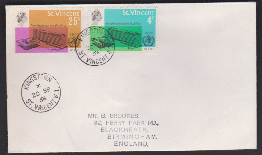 1966 St Vincent FDC W H O Building - Click Image to Close