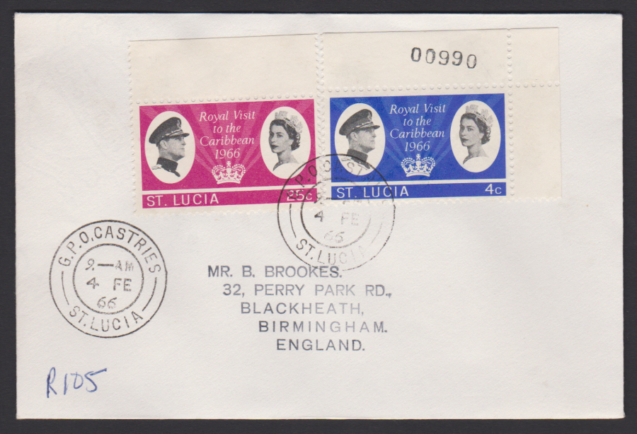 1966 St Lucia FDC Royal Visit to Carribean - Click Image to Close