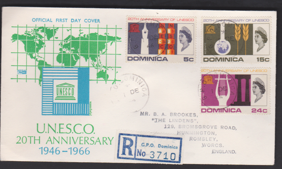 1966 Dominica FDC 20th Anniversary U N E S C O