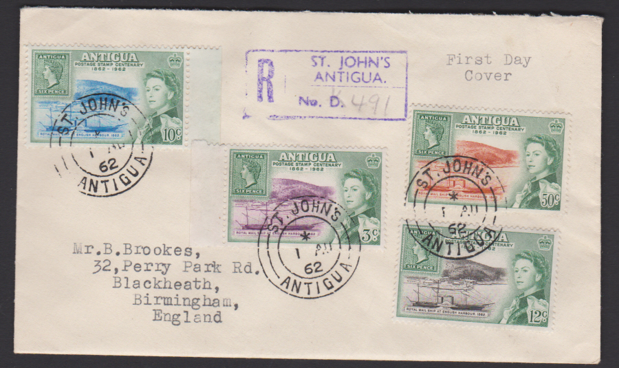 1962 Antigua FDC Stamp Centenary
