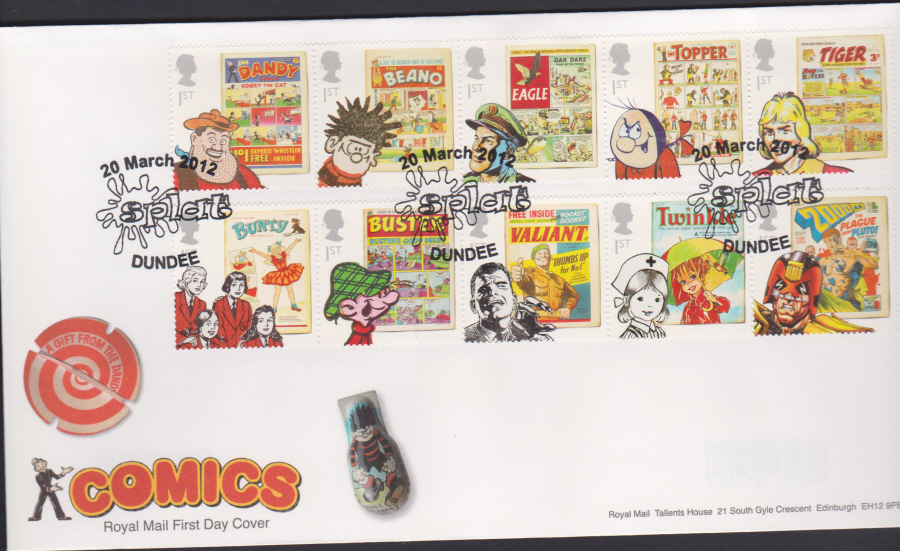 2012 - Comics - First Day Cover - Splat Dundee Postmark