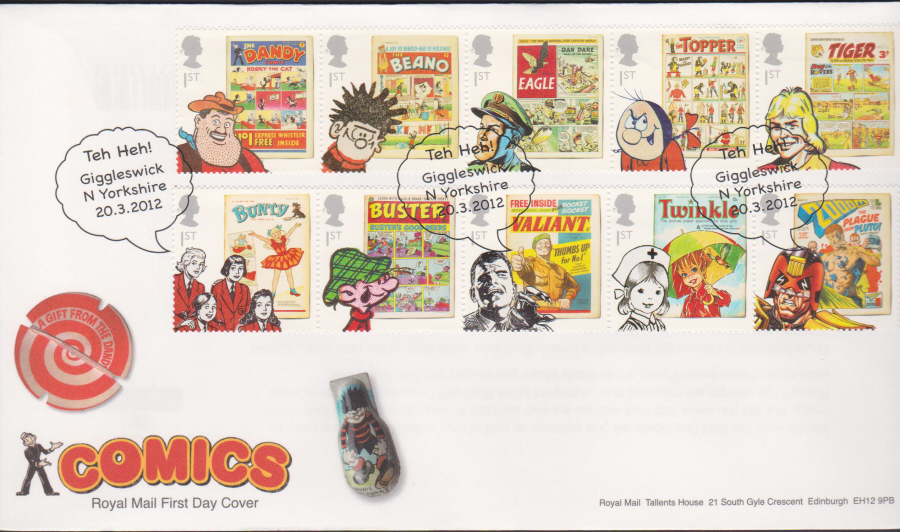 2012 - Comics - First Day Cover - Giggleswick N Yorkshire Postmark - Click Image to Close