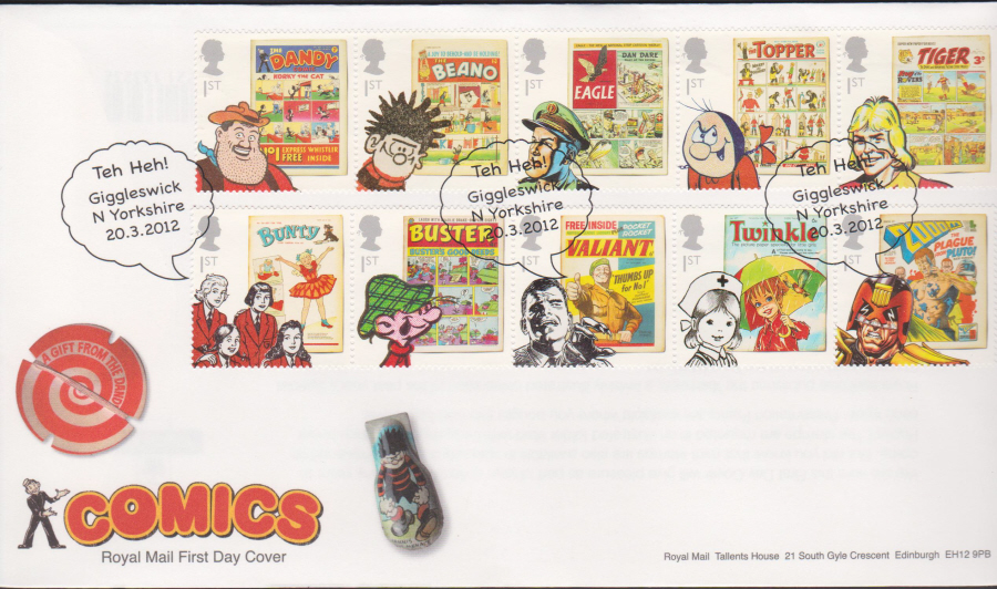 2012 - Comics - First Day Cover - Giggleswick N Yorkshire Postmark