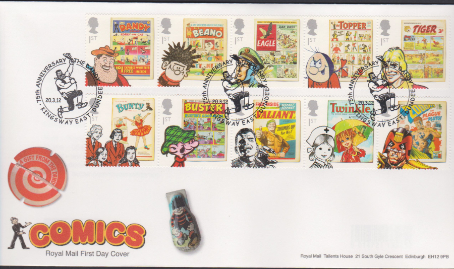2012 - Comics - First Day Cover - Kingsway East, Dundee Postmark - Click Image to Close