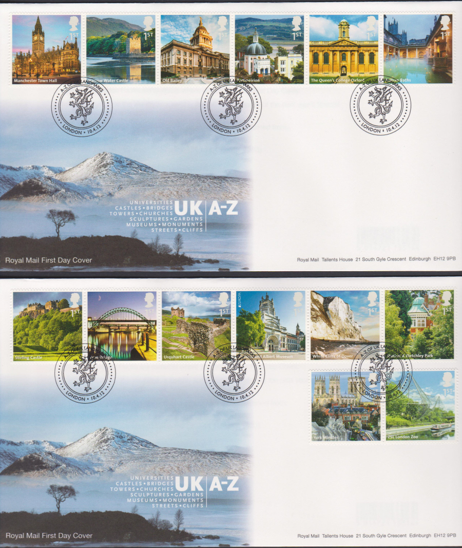 2012 - U K A - Z Landmarks - First Day Cover - London Postmark - Click Image to Close