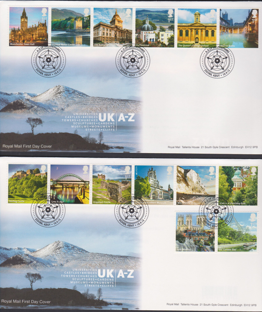 2012 - U K A - Z Landmarks - First Day Cover - Dover Kent Postmark