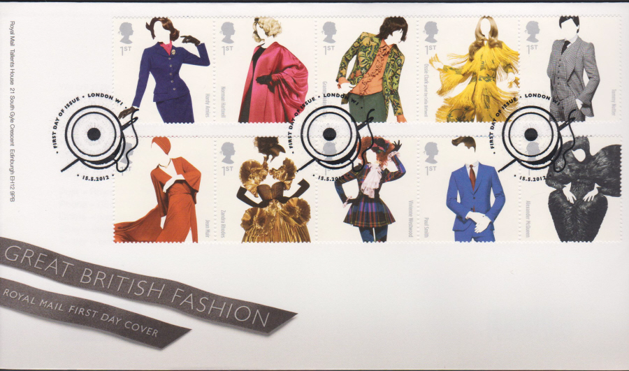 2012 - Great British Fashion - First Day Cover - First Day of Issue London W1 Postmark - Click Image to Close