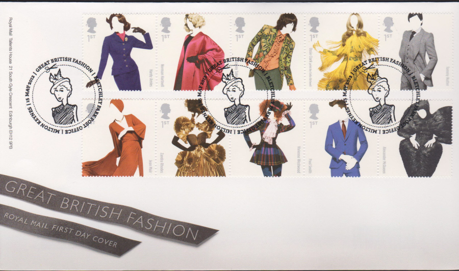 2012 - Great British Fashion - First Day Cover - Bletchley Park P O Postmark