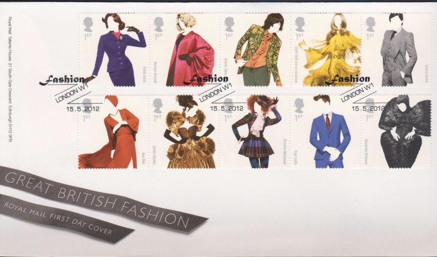 2012 - Great British Fashion - First Day Cover - Fashion London W1 Postmark - Click Image to Close