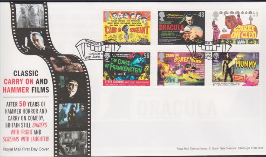 2008 -Classic Carry On & Hammer Films FDC - Wardour St London Postmark