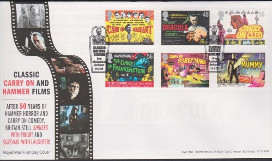 2008 -Classic Carry On & Hammer Films FDC - Bray Maidenhead Postmark