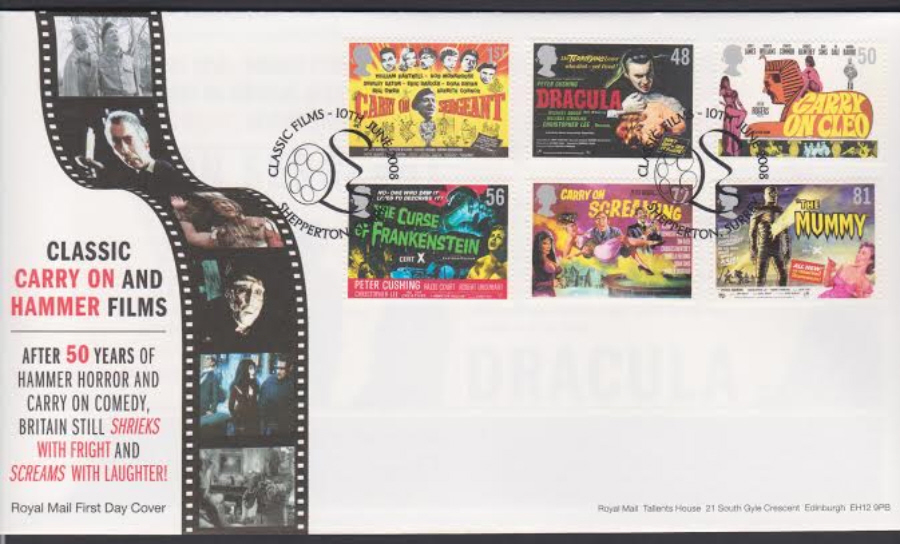 2008 -Classic Carry On & Hammer Films FDC - Shepperton London Postmark